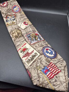 Republican Party Silk Necktie Tie Tales Featuring Historic GOP-Themed Graphics